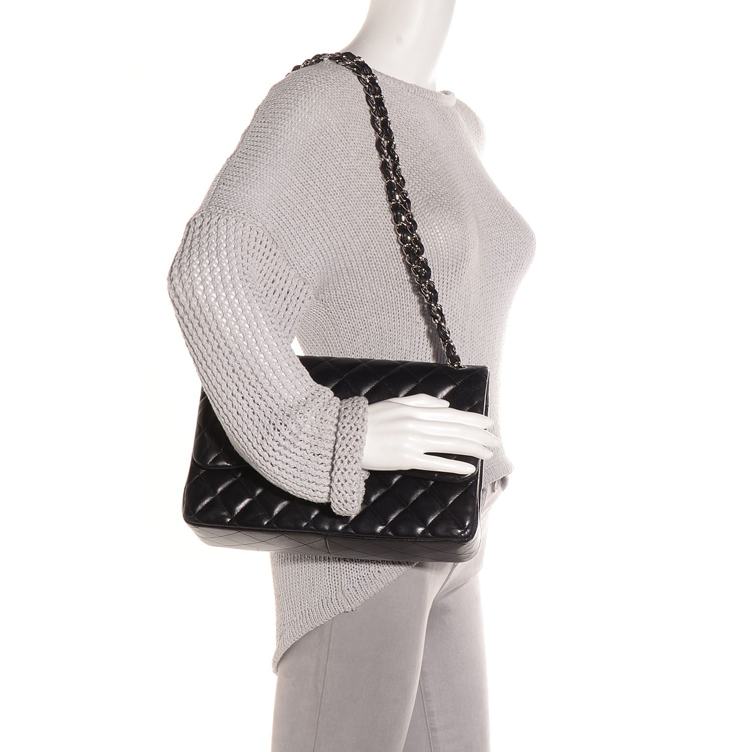 Chanel Lambskin Quilted Jumbo Double Flap Black 2 of 9