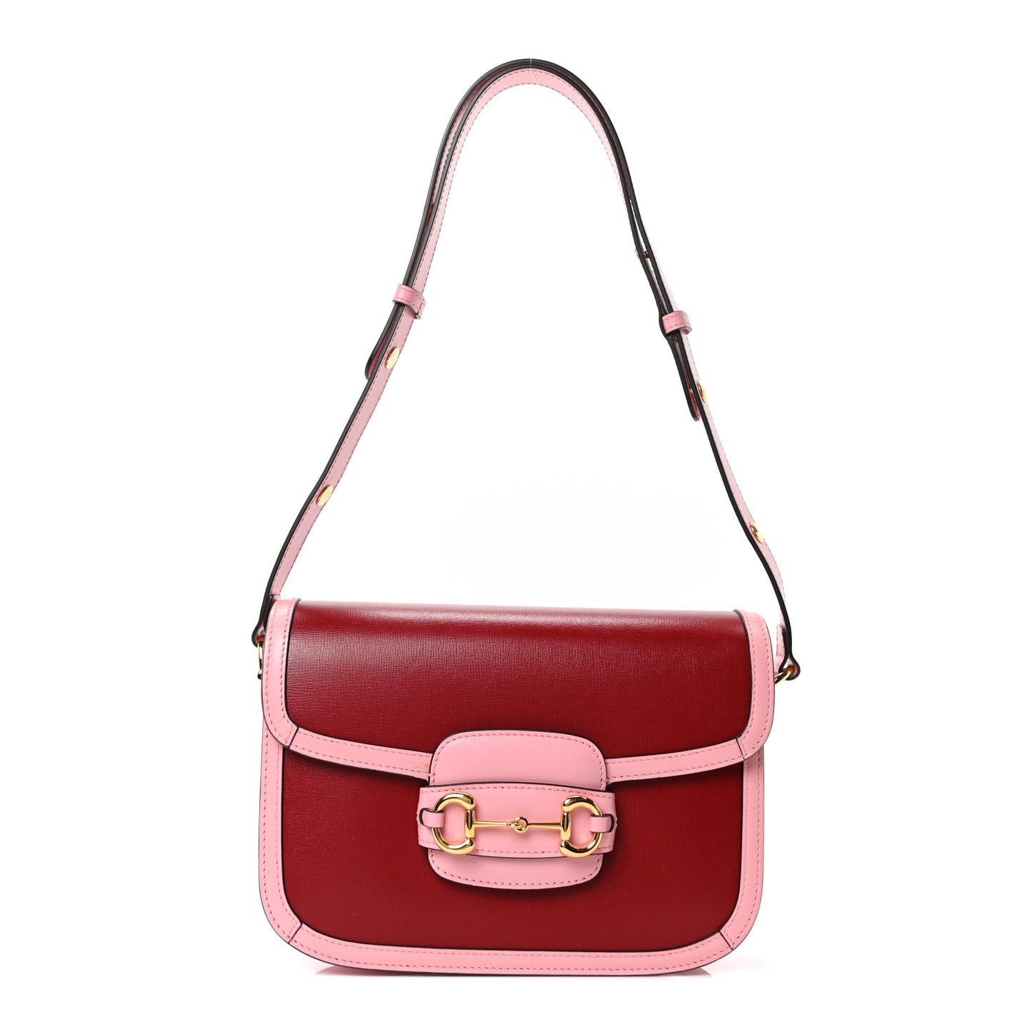 Azalea Calfskin Horsebit 1955 Shoulder Bag New Cherry Red Wild Rose