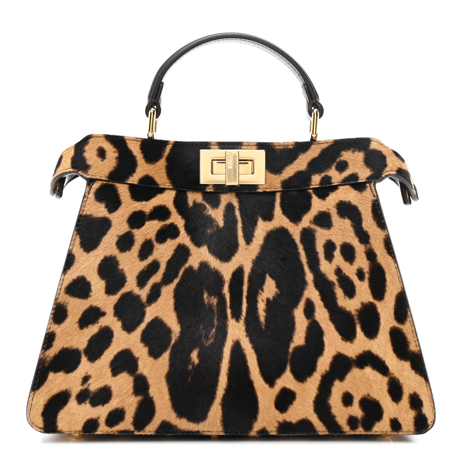Fendi Cavallino Vitello Jaguar Print Small Peekaboo I SEE U Satchel Tobacco 1 of 9