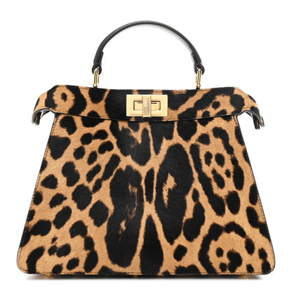 Fendi Cavallino Vitello Jaguar Print Small Peekaboo I SEE U Satchel Tobacco 1 of 9