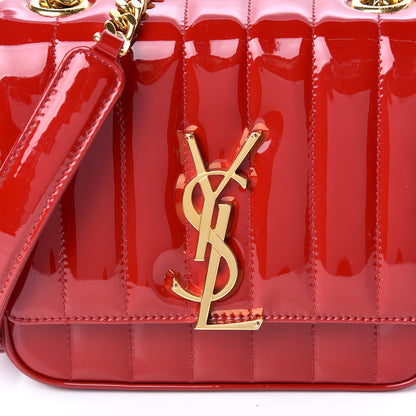 Saint Laurent Patent Matelasse Small Vicky Chain Bag Red 11 of 11