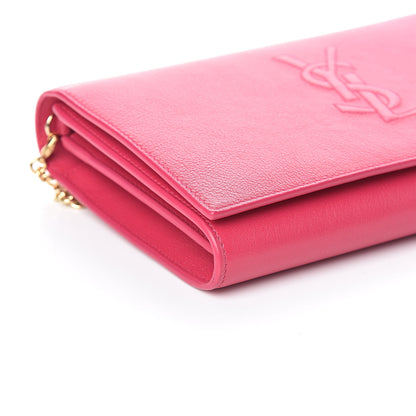 Saint Laurent Calfskin Belle de Jour Chain Clutch Fushia 8 of 9