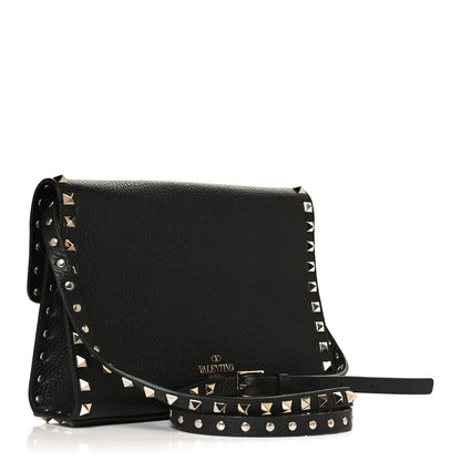 Valentino Garavani Pebbled Calfskin Medium Rockstud Flip Lock Crossbody Bag Black 3 of 10