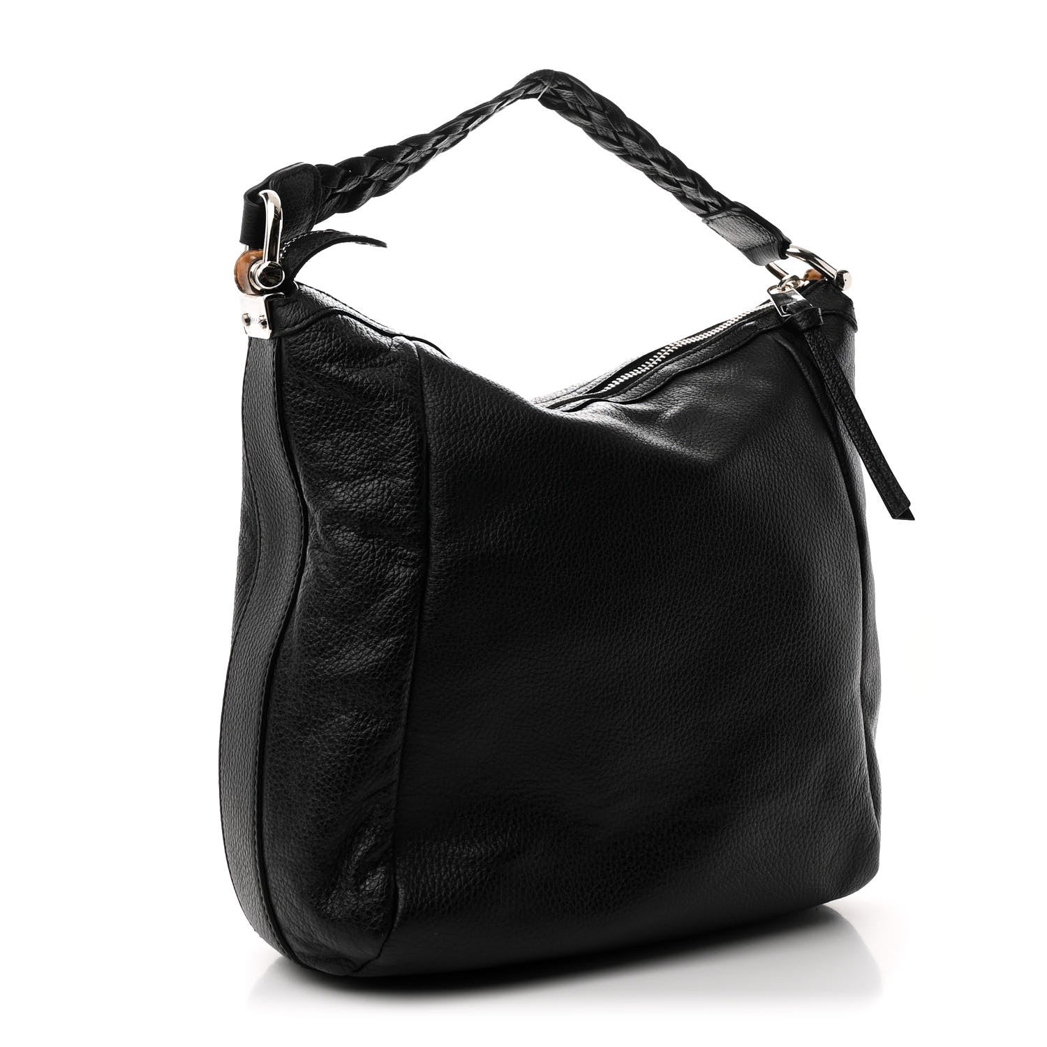 Gucci Grained Calfskin Bamboo Bar Hobo Black 3 of 11