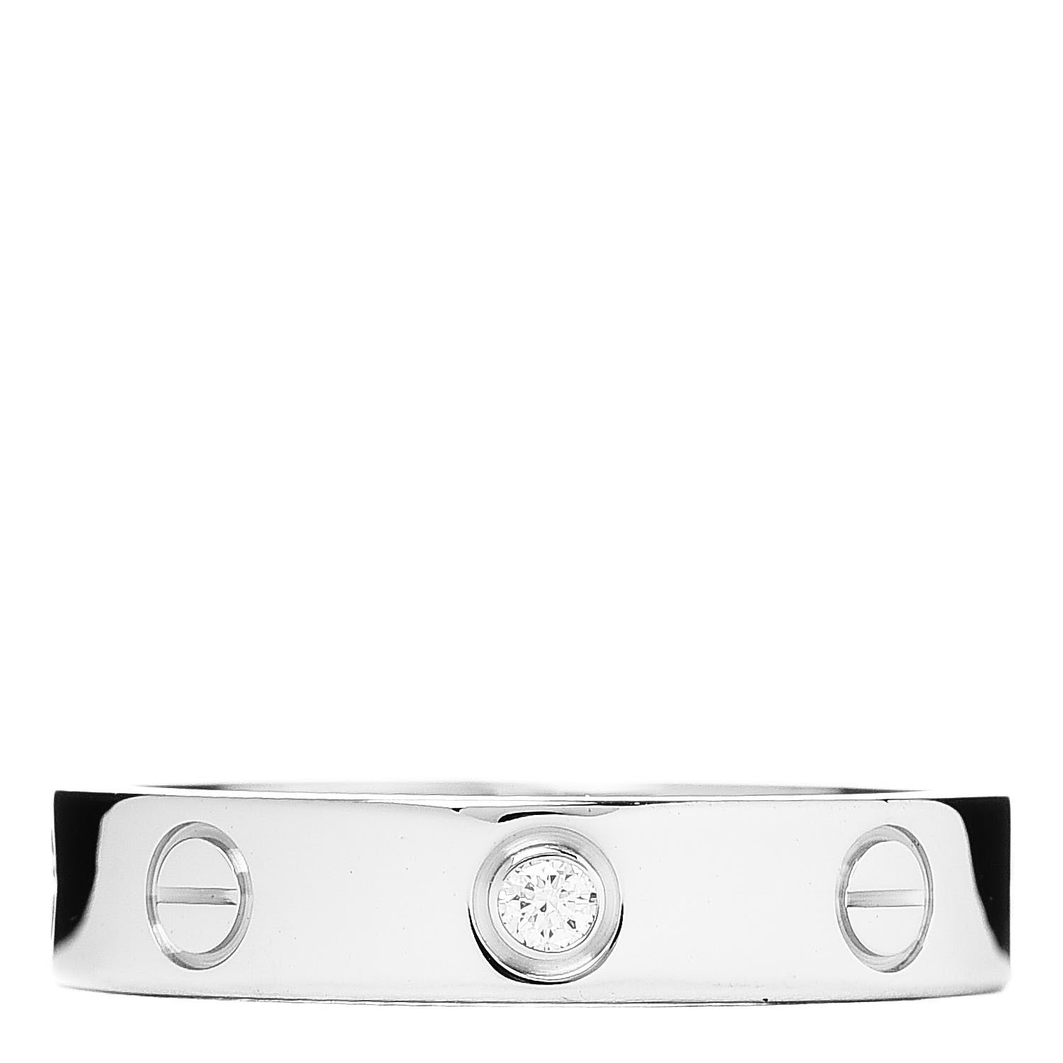 Cartier 18K White Gold Diamond 4mm LOVE Wedding Band Ring 52 6 1 of 4