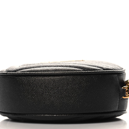 Saint Laurent Grain De Poudre Matelasse Chevron Quilted Round Vinyle Camera Bag Black 10 of 10