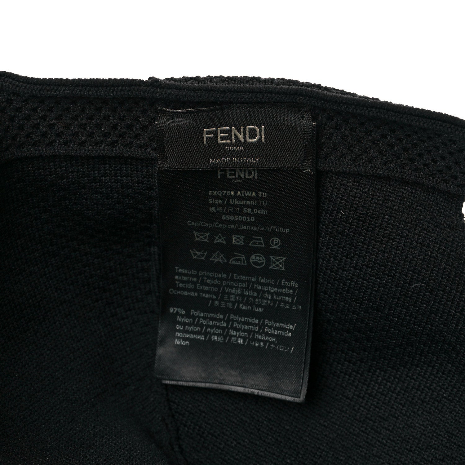 Fendi Mesh Tonal Knit FF Baseball Hat Black 7 of 7