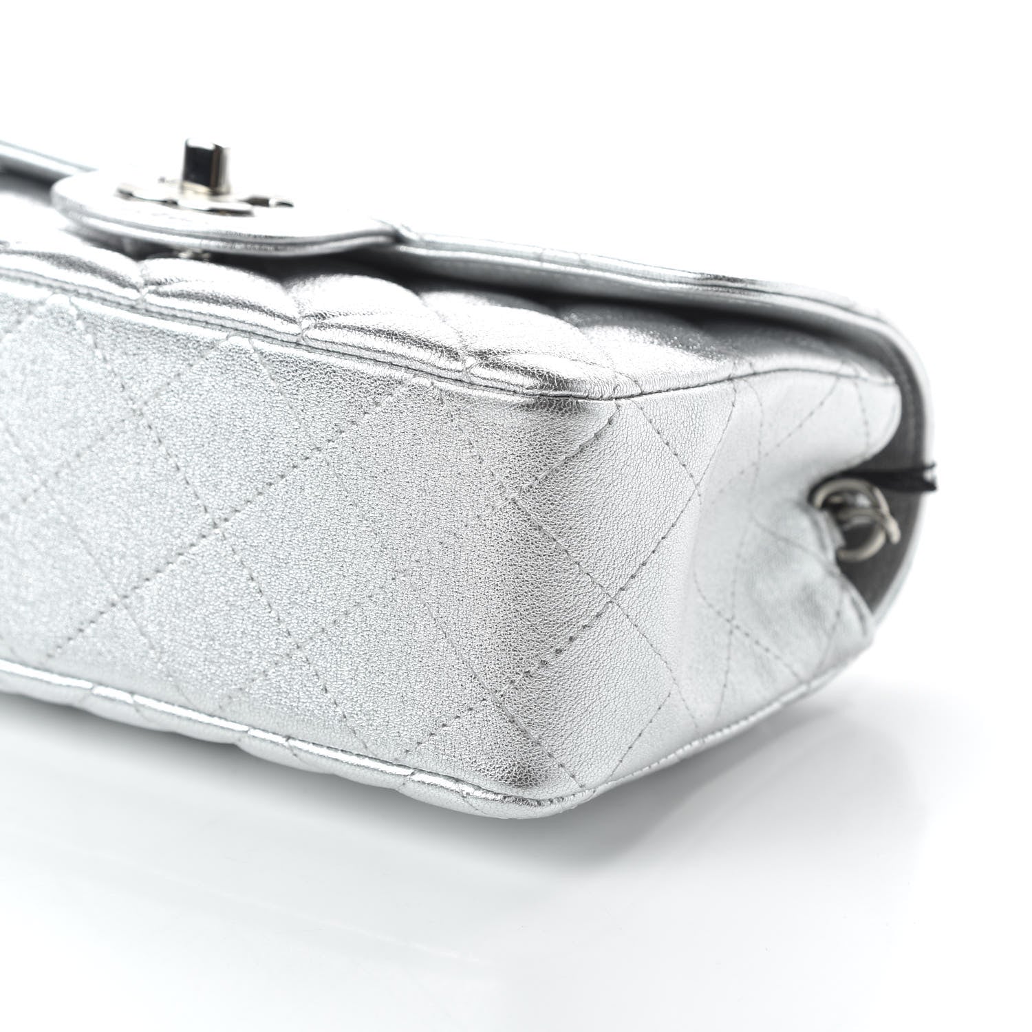 Chanel Metallic Lambskin Quilted Mini Rectangular Flap Silver 7 of 10