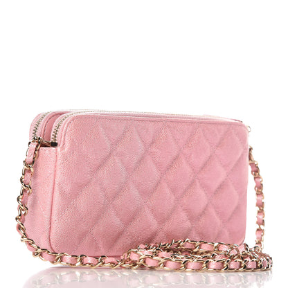 Chanel Iridescent Caviar Quilted Small Clutch With Chain Pink 3 of 13