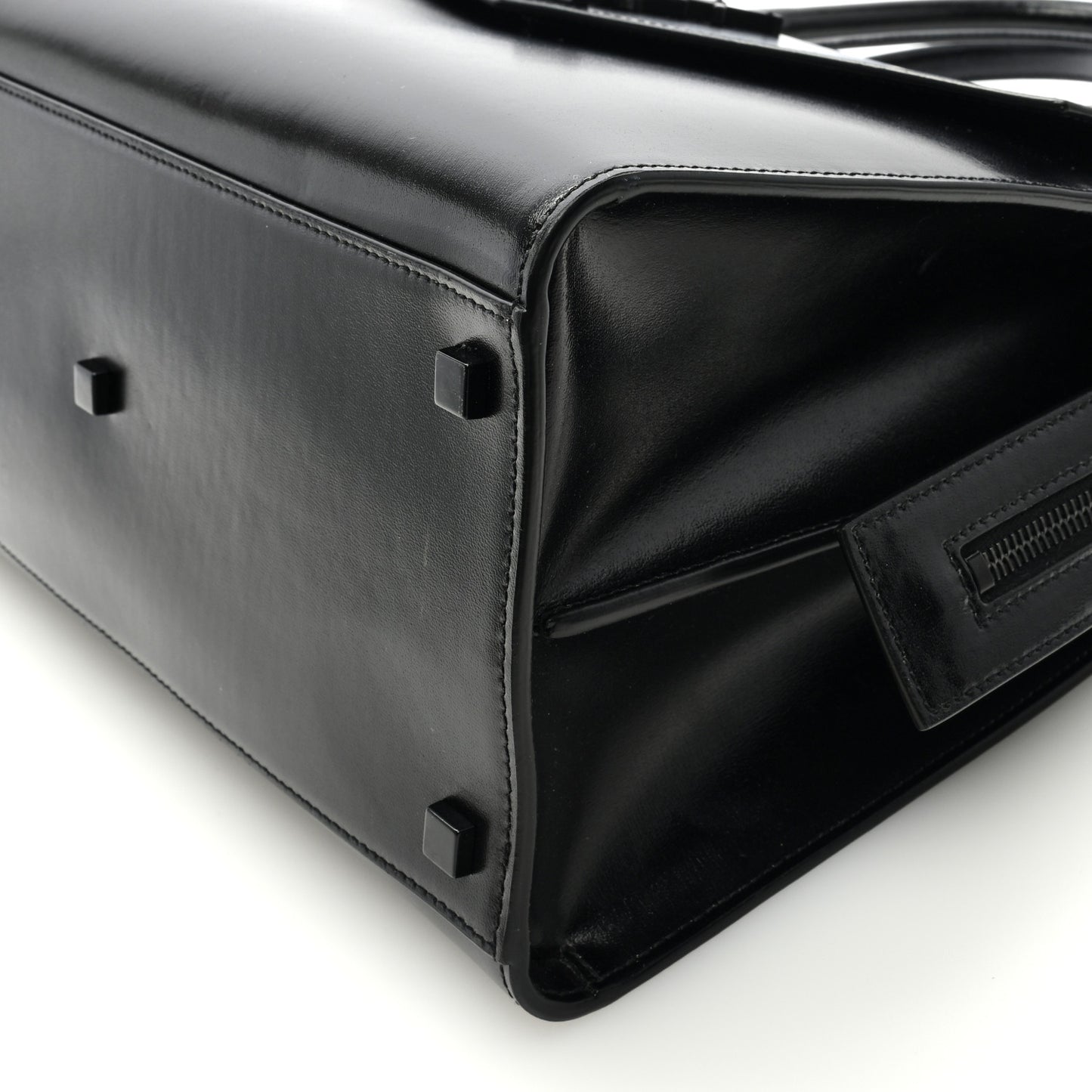 Shiny Calfskin Medium Uptown Tote Black