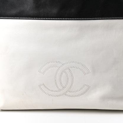 Chanel Lambskin CC Bi-Color Tote White Black 10 of 13