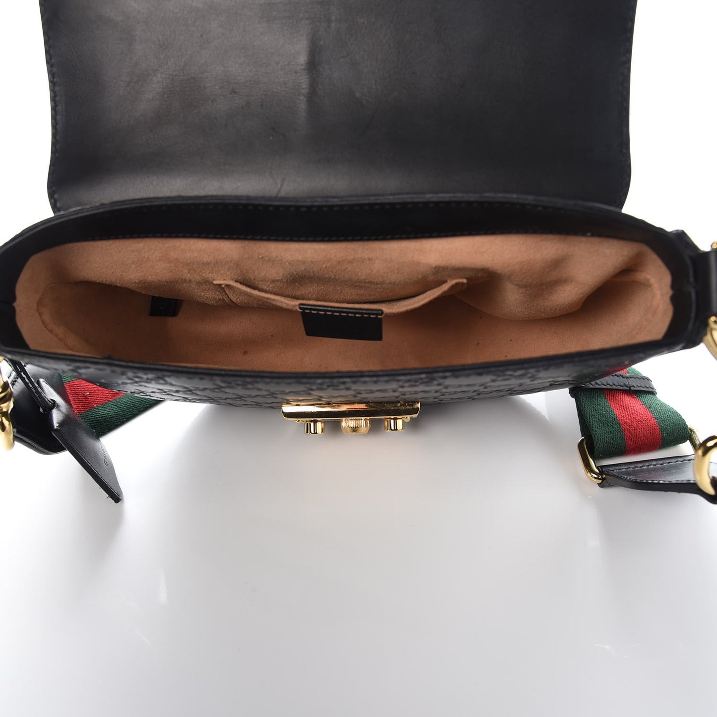 Guccissima Web Medium Padlock Messenger Shoulder Bag Black