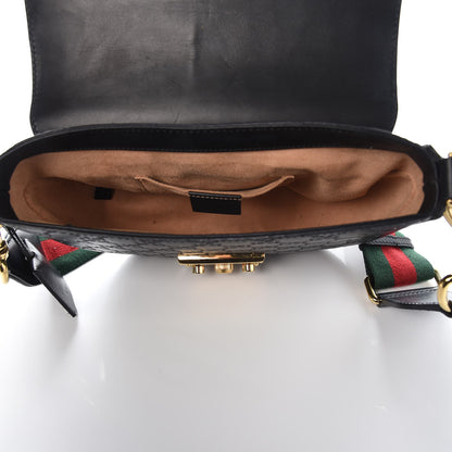 Gucci Guccissima Web Medium Padlock Messenger Shoulder Bag Black 5 of 12