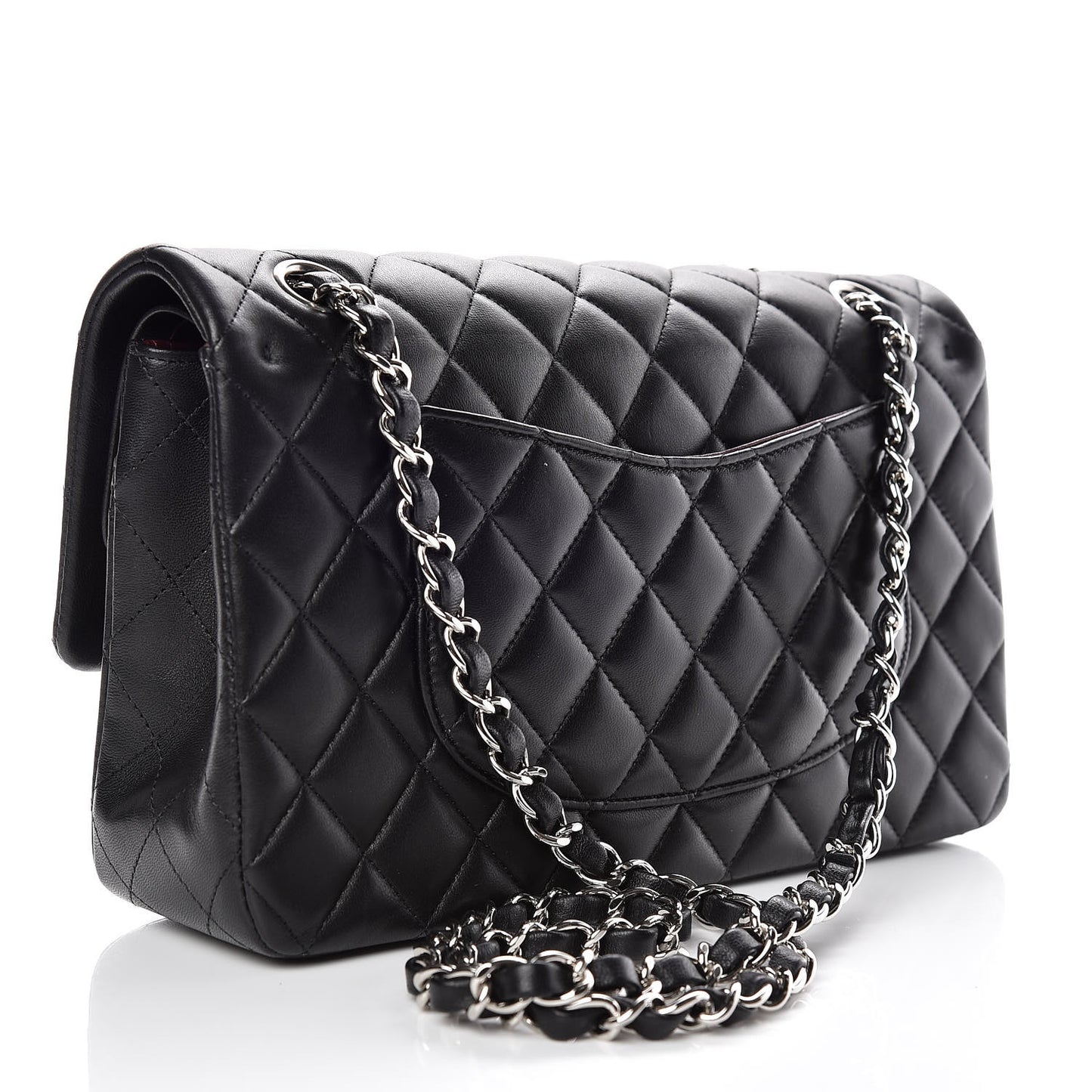 Lambskin Quilted Medium Double Flap Black