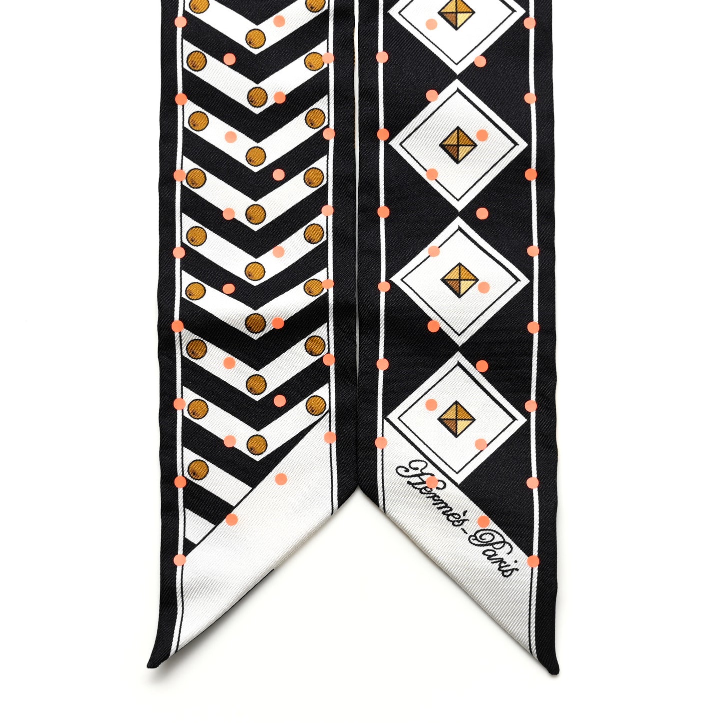 Silk Colliers Et Chiens Plumetis Twilly Black Gold Orange