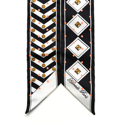 Hermes Silk Colliers Et Chiens Plumetis Twilly Black Gold Orange 2 of 4