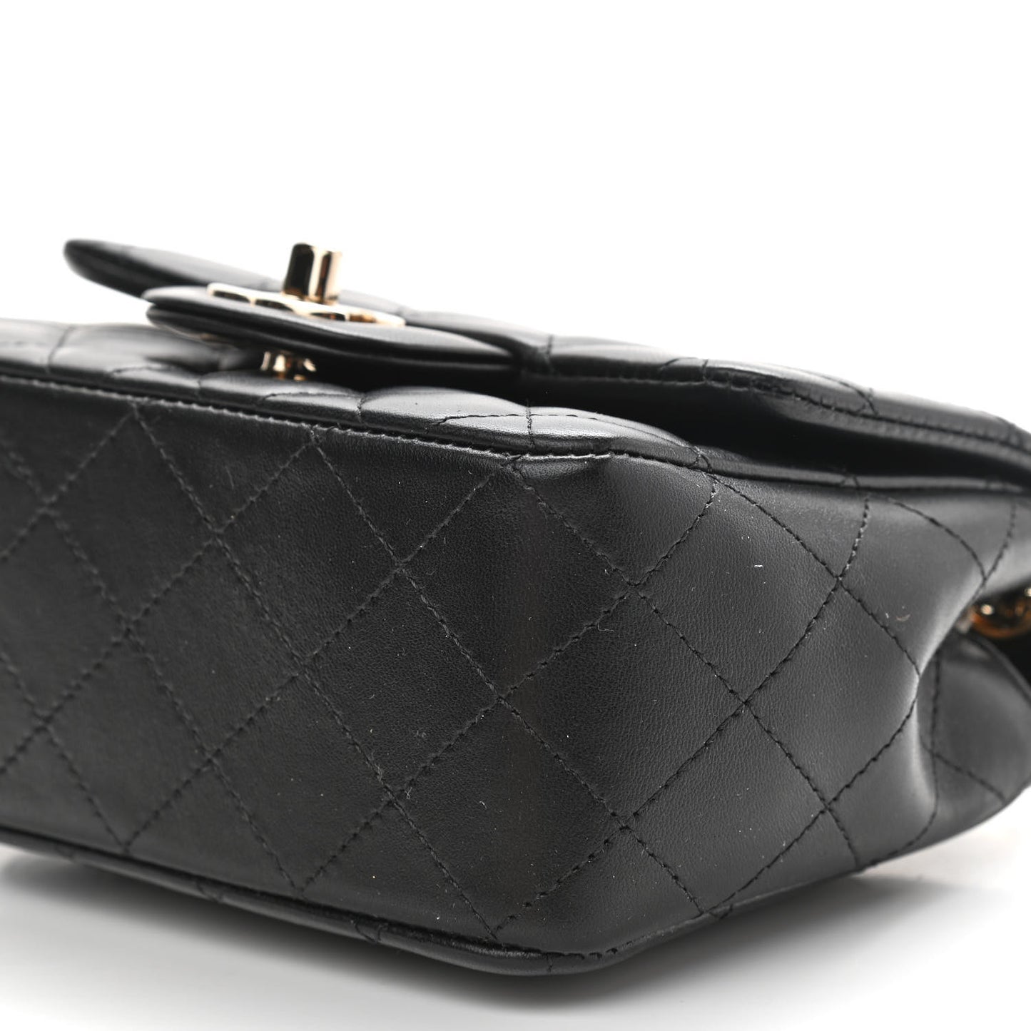 Lambskin Quilted Mini Square Flap Black