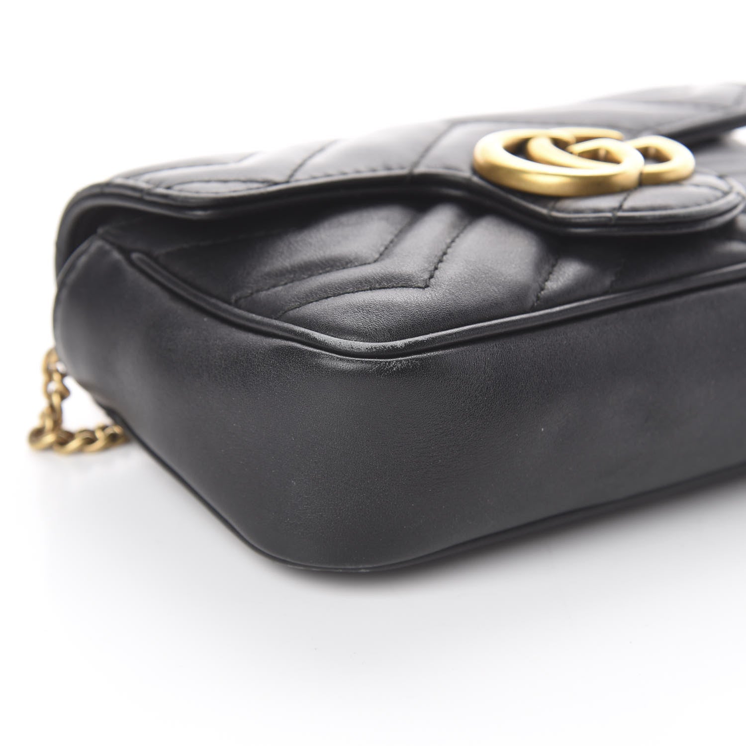 Gucci Calfskin Matelasse Super Mini GG Marmont Shoulder Bag Black 5 of 7