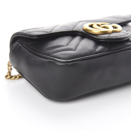 Gucci Calfskin Matelasse Super Mini GG Marmont Shoulder Bag Black 5 of 7