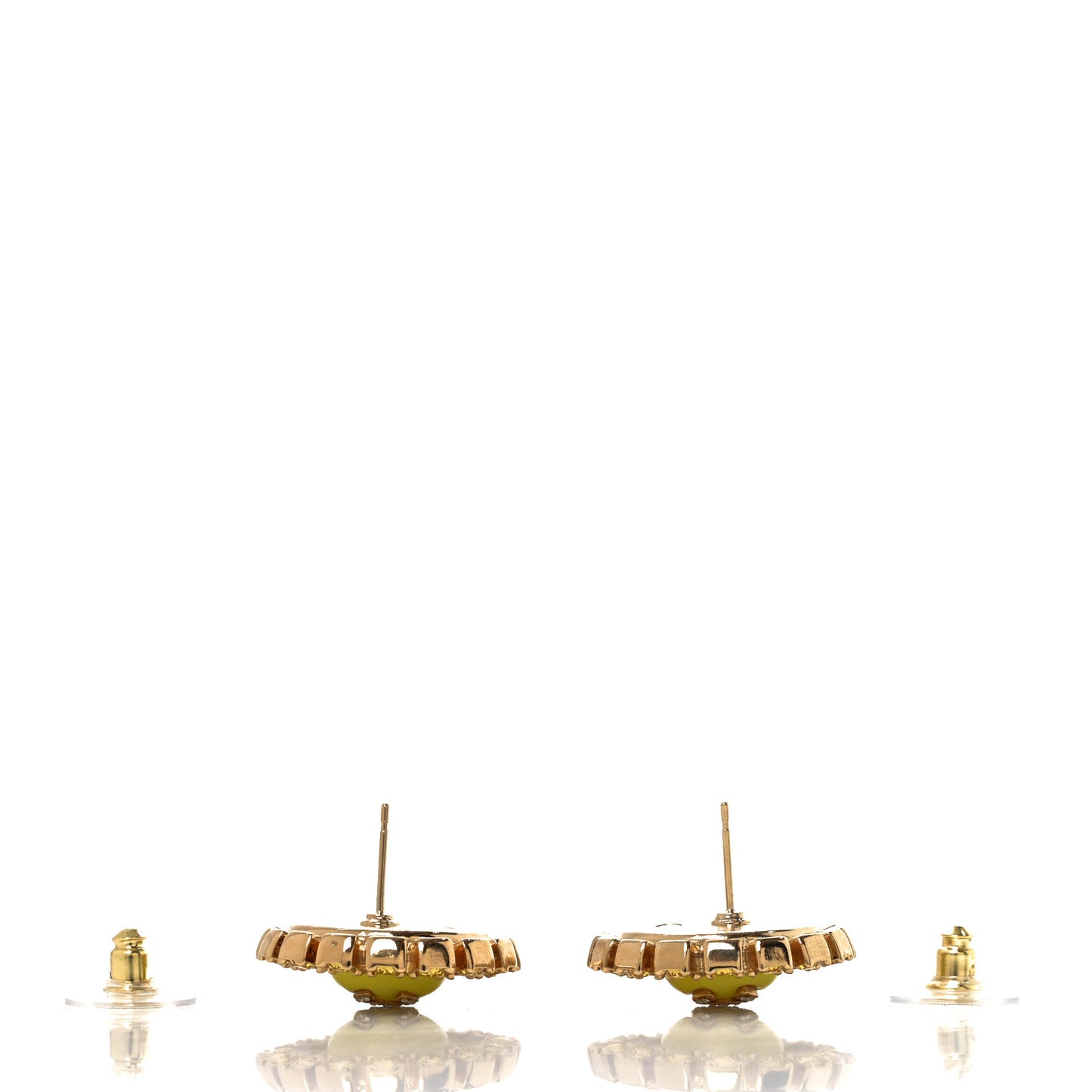 Crystal Enamel CC Round Earrings Gold Yellow