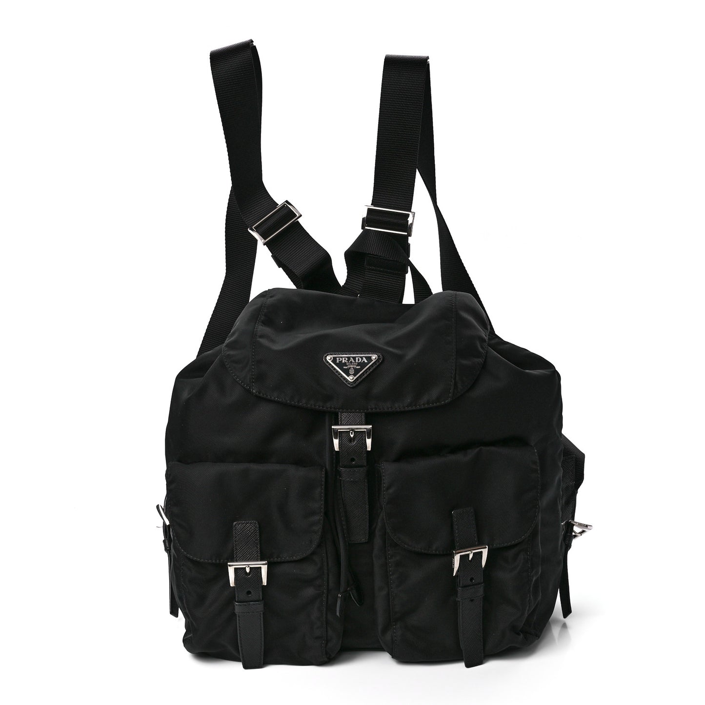 Tessuto Nylon Saffiano Medium Backpack Black