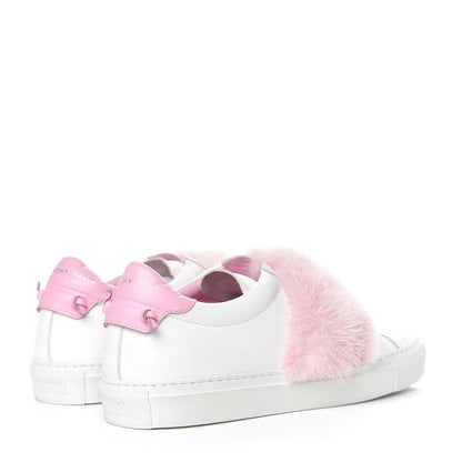 Givenchy Calfskin Mink Fur Womens Urban Street Sneakers 39 White Rose 4 of 11