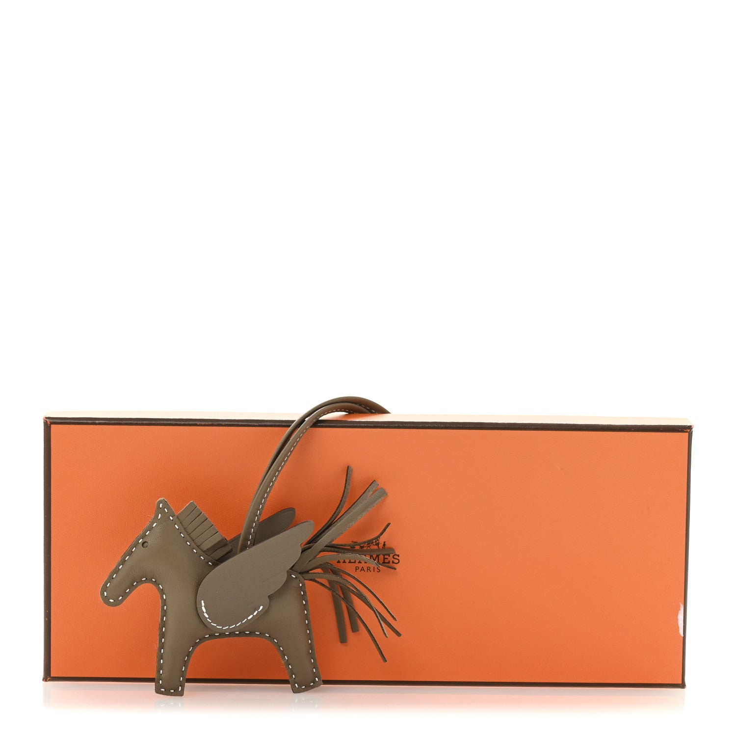 Hermes Milo Lambskin Grigri Rodeo Pegase Horse Bag Charm PM Etoupe 5 of 5
