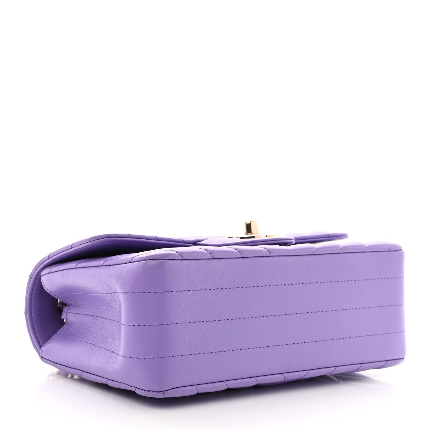 Lambskin Chevron Quilted Mini Rectangular Flap Purple
