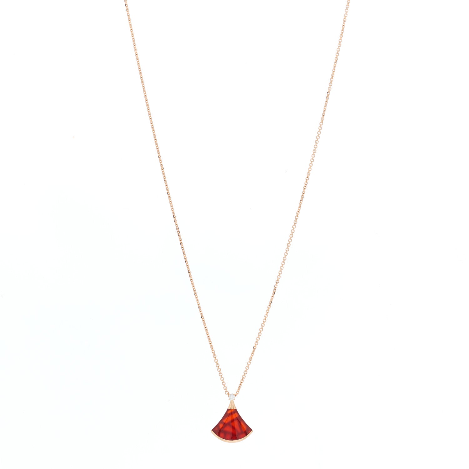 Bulgari 18K Rose Gold Diamond Carnelian Divas' Dream Pendant Necklace 1 of 6