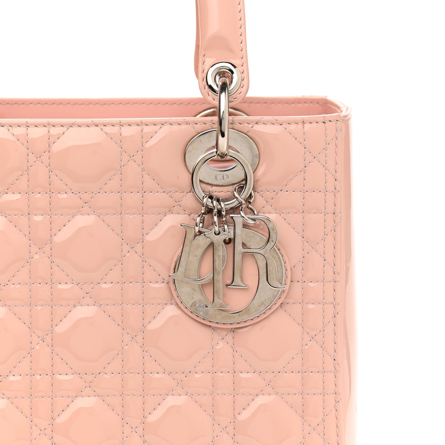 Patent Cannage Medium Lady Dior Rose Clair