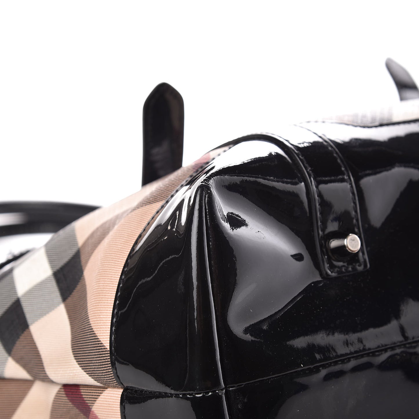 Patent Supernova Check Medium Denham Tote Black