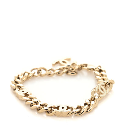 Chanel Enamel Metal CC Chain Bracelet Gold White 1 of 4