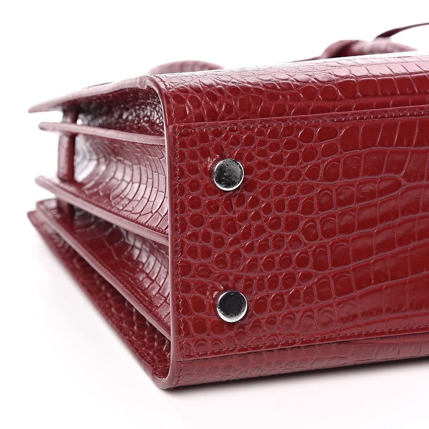 Saint Laurent Calfskin Crocodile Embossed Baby Sac De Jour Red 9 of 13