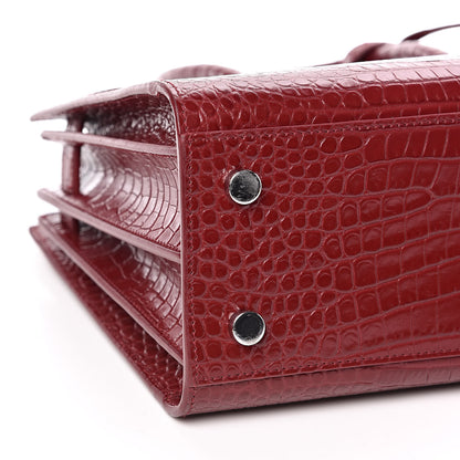 Saint Laurent Calfskin Crocodile Embossed Baby Sac De Jour Red 9 of 13