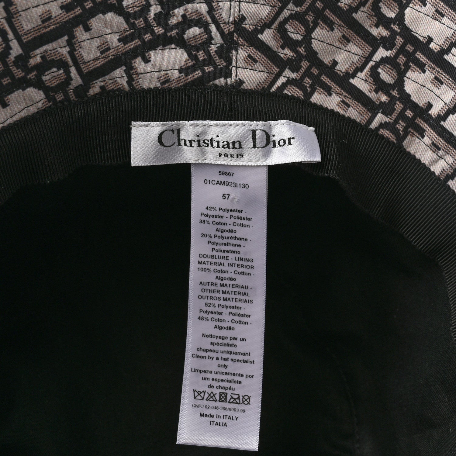 Christian Dior Camouflage Logo Bucket Hat 57 Black 5 of 7