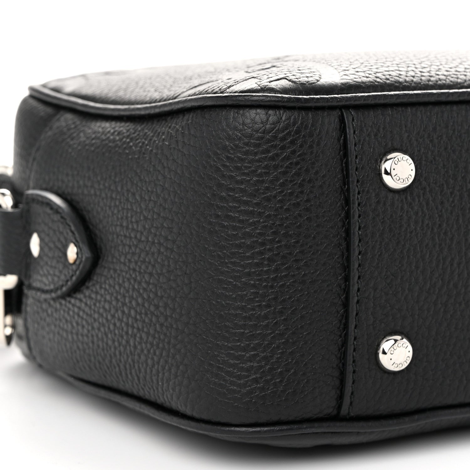 Gucci Piuma Calfskin Jumbo GG Embossed Medium Messenger Bag Black 8 of 9