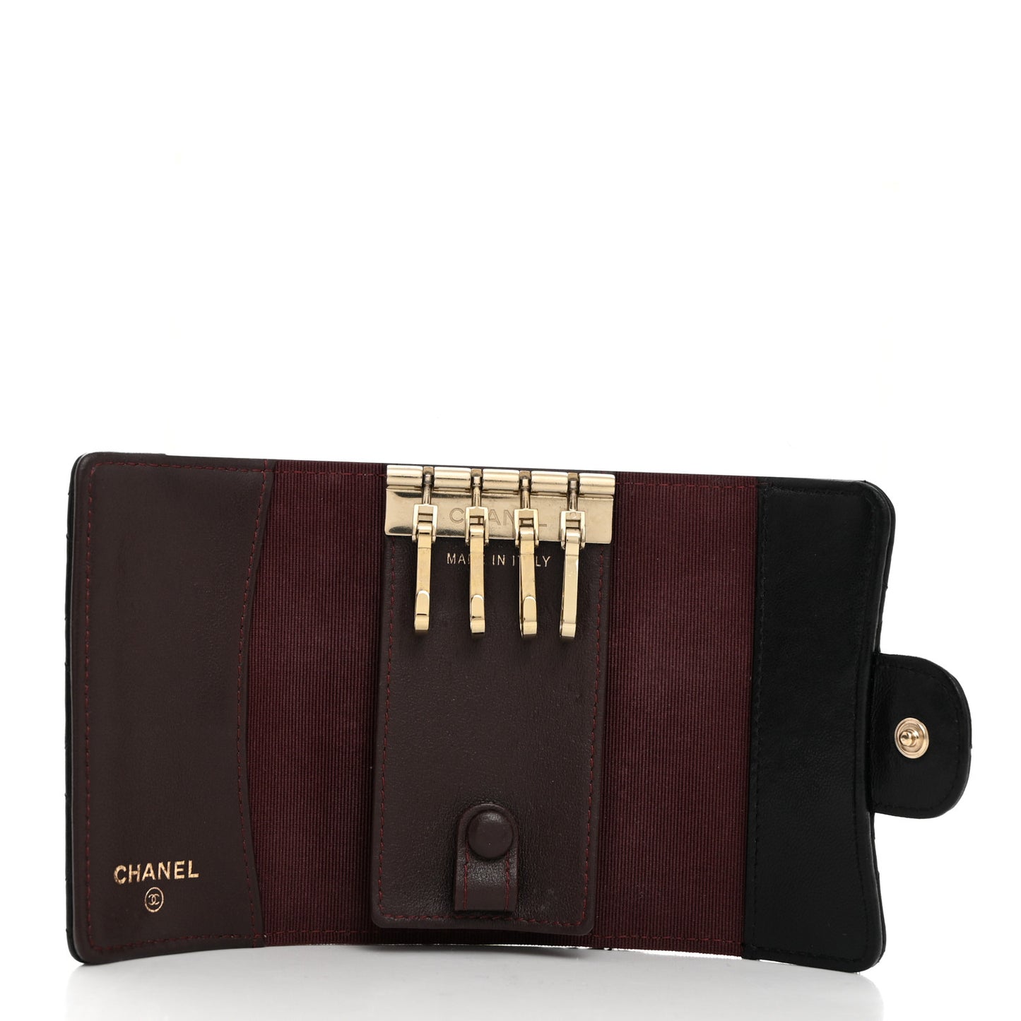 Lambskin Quilted 4 Key Holder Black