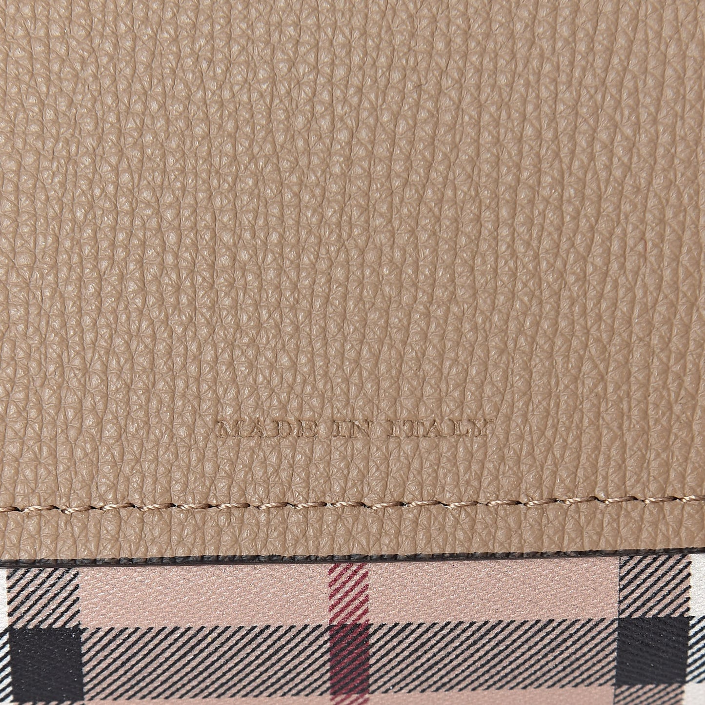 Grainy Calfskin Haymarket Check Medium Reversible Tote Camel
