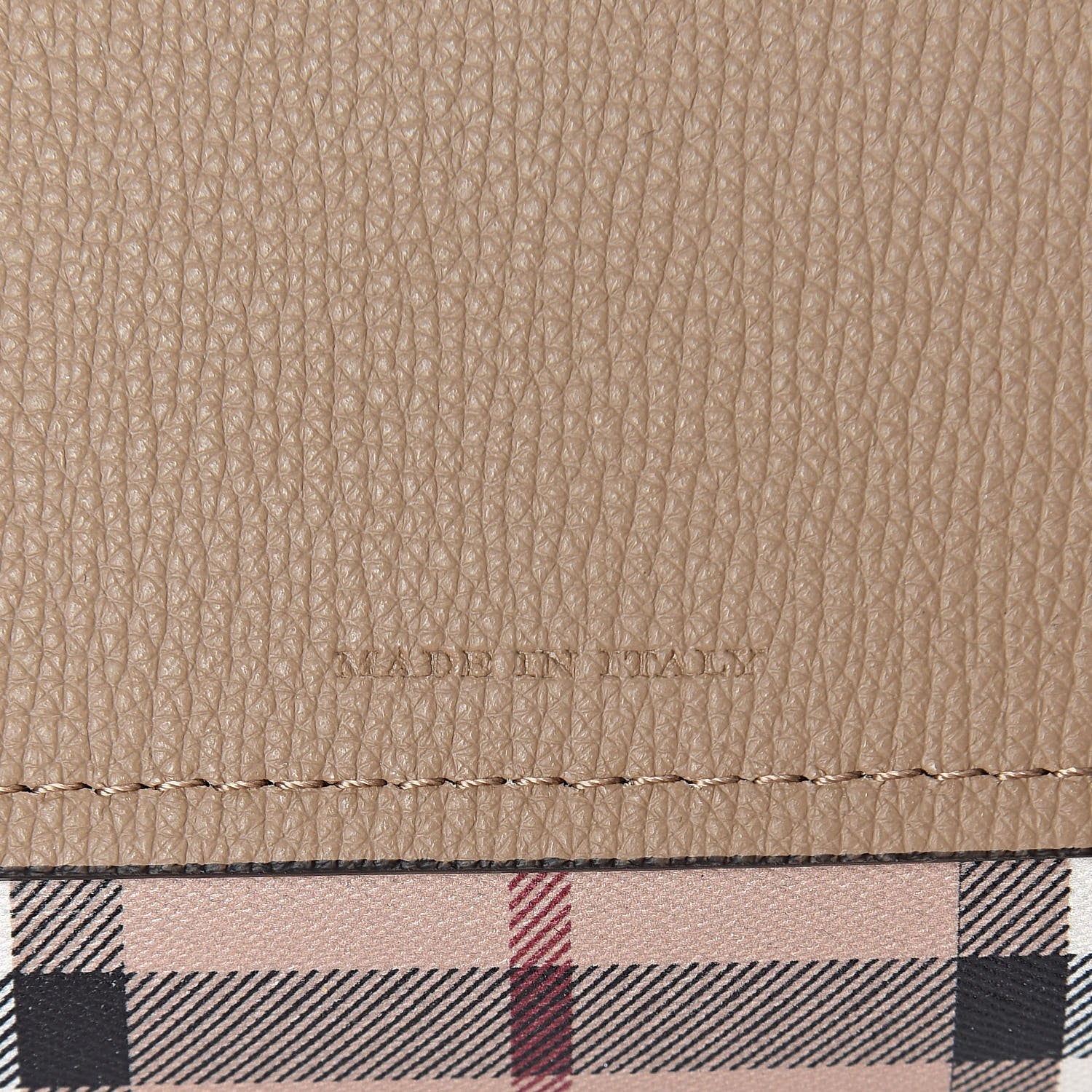Burberry Grainy Calfskin Haymarket Check Medium Reversible Tote Camel 12 of 16