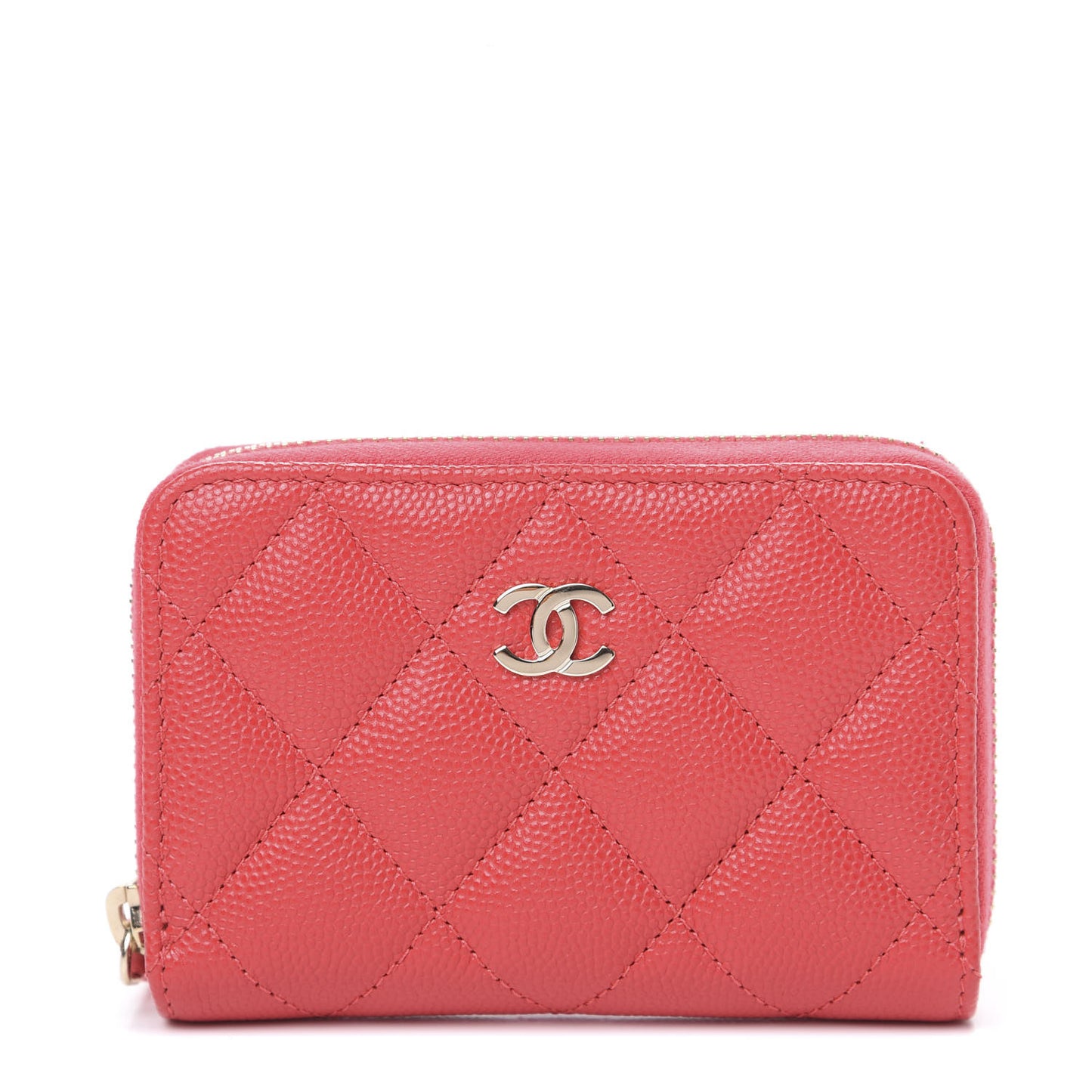 Caviar Quilted Zip Coin Purse Red