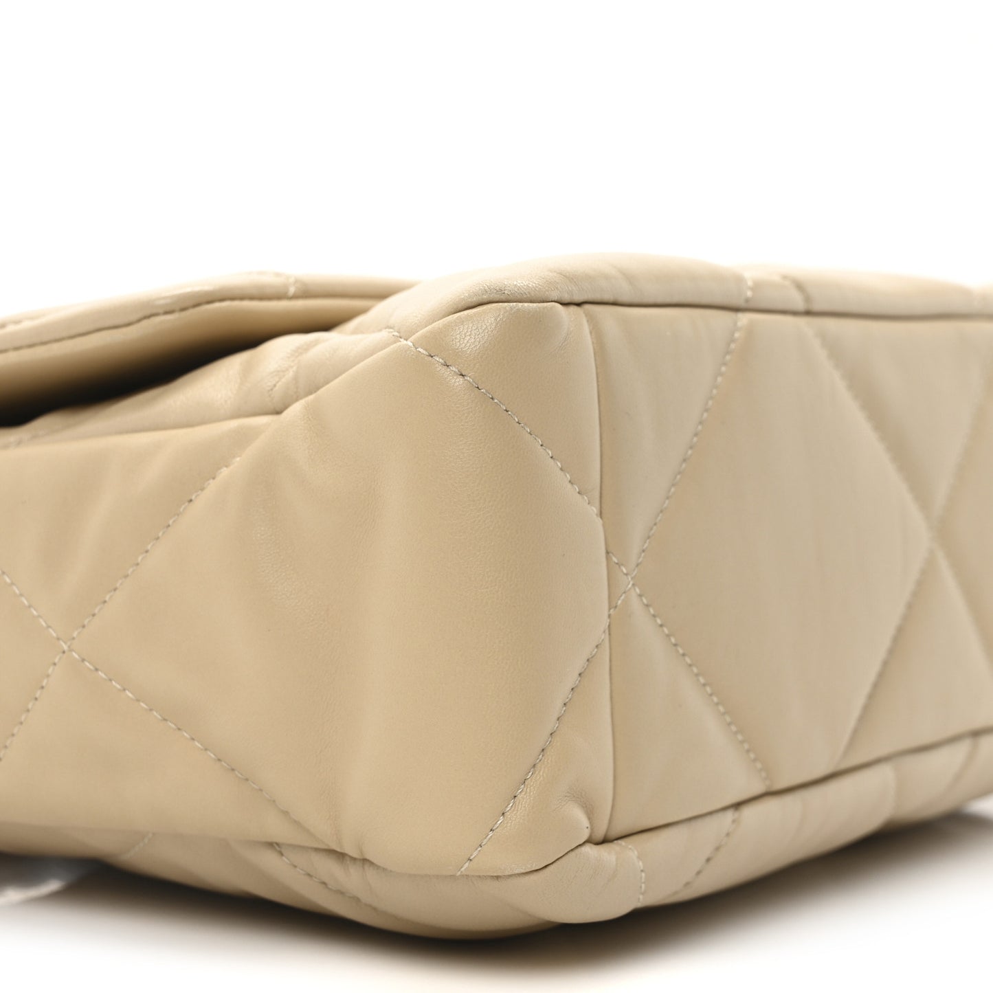 Lambskin Quilted Large Chanel 19 Flap Beige