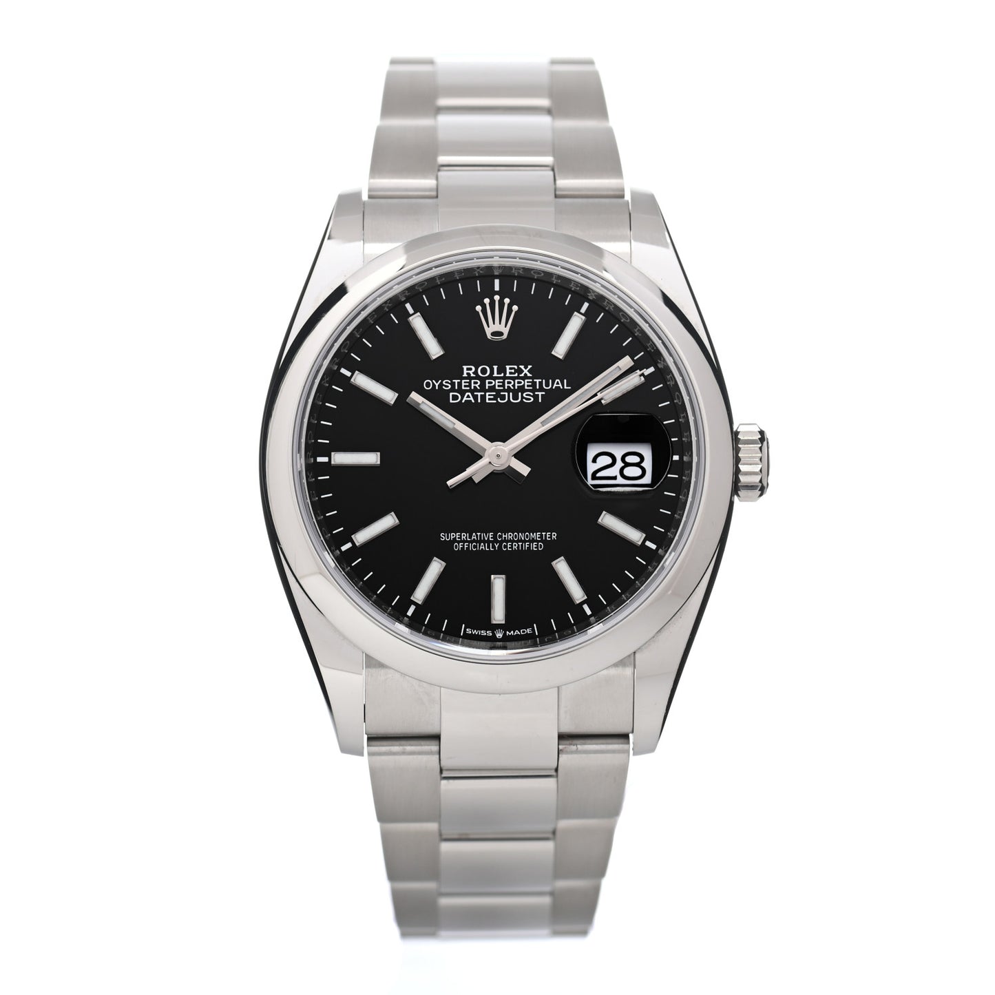 Stainless Steel 36mm Oyster Perpetual Datejust Watch Bright Black 126200