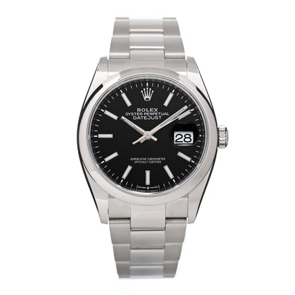 Rolex Stainless Steel 36mm Oyster Perpetual Datejust Watch Bright Black 126200 1 of 5