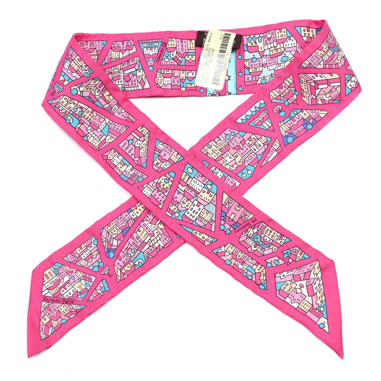 Silk La Maison des Carres Twilly Aqua Vert D Eau Rose
