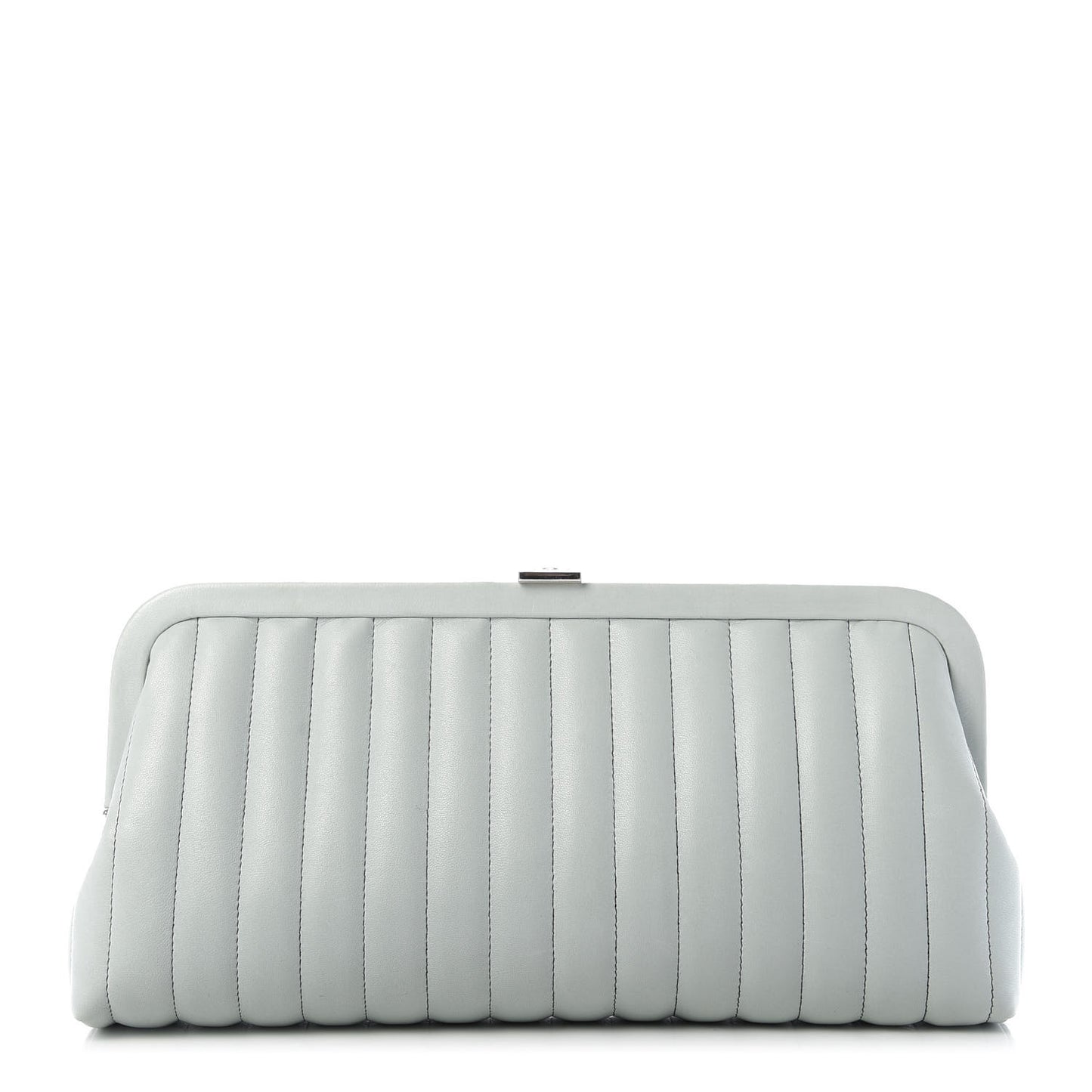 Lambskin Vertical Quilted Mademoiselle Clutch Light Green