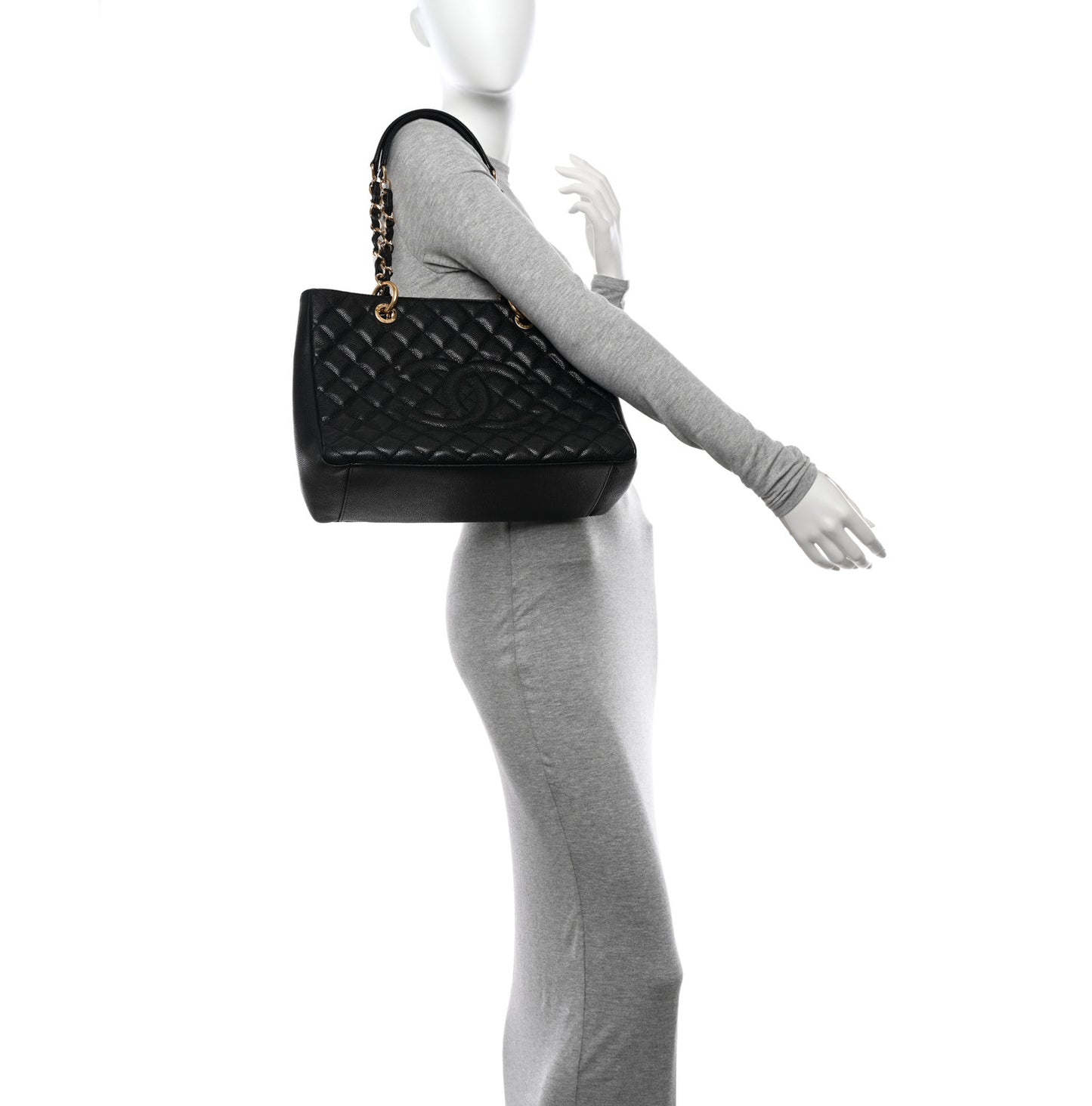 Caviar Quilted Grand Shopping Tote GST Black