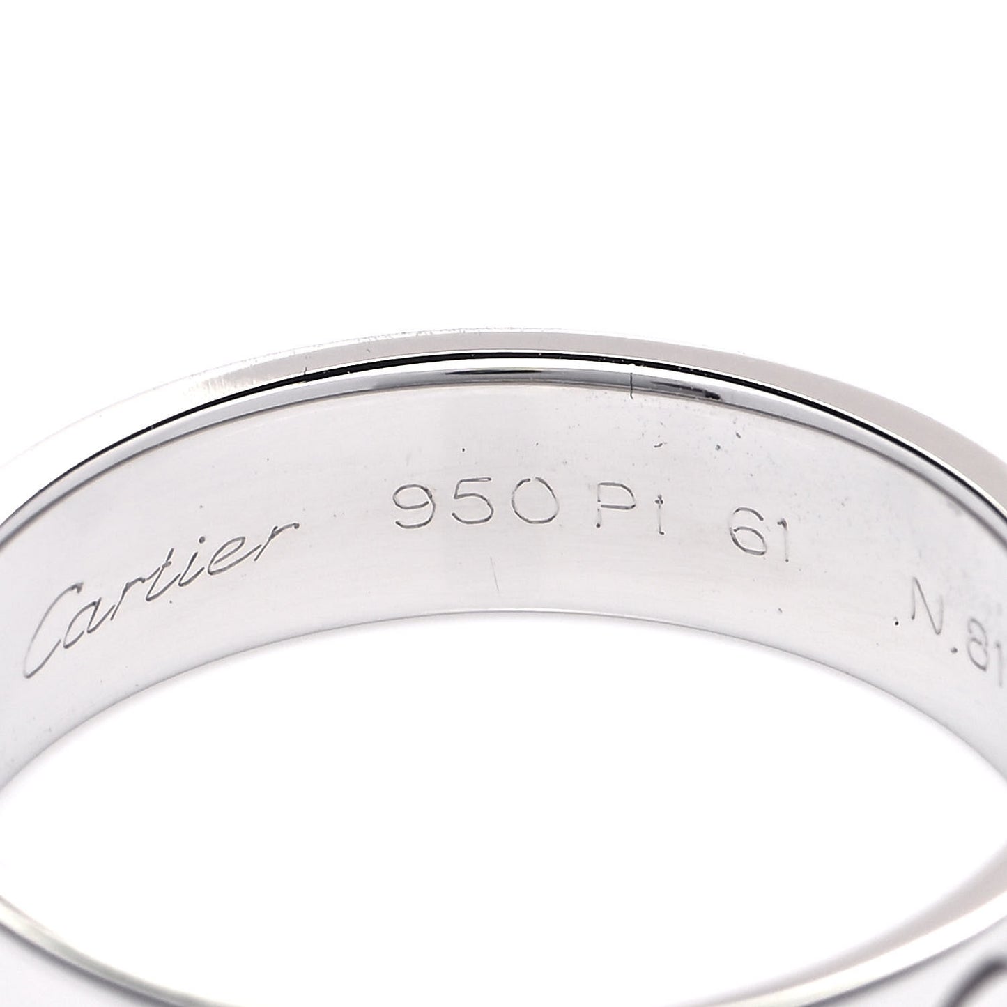 Platinum 5.5mm LOVE Ring 61 9.5