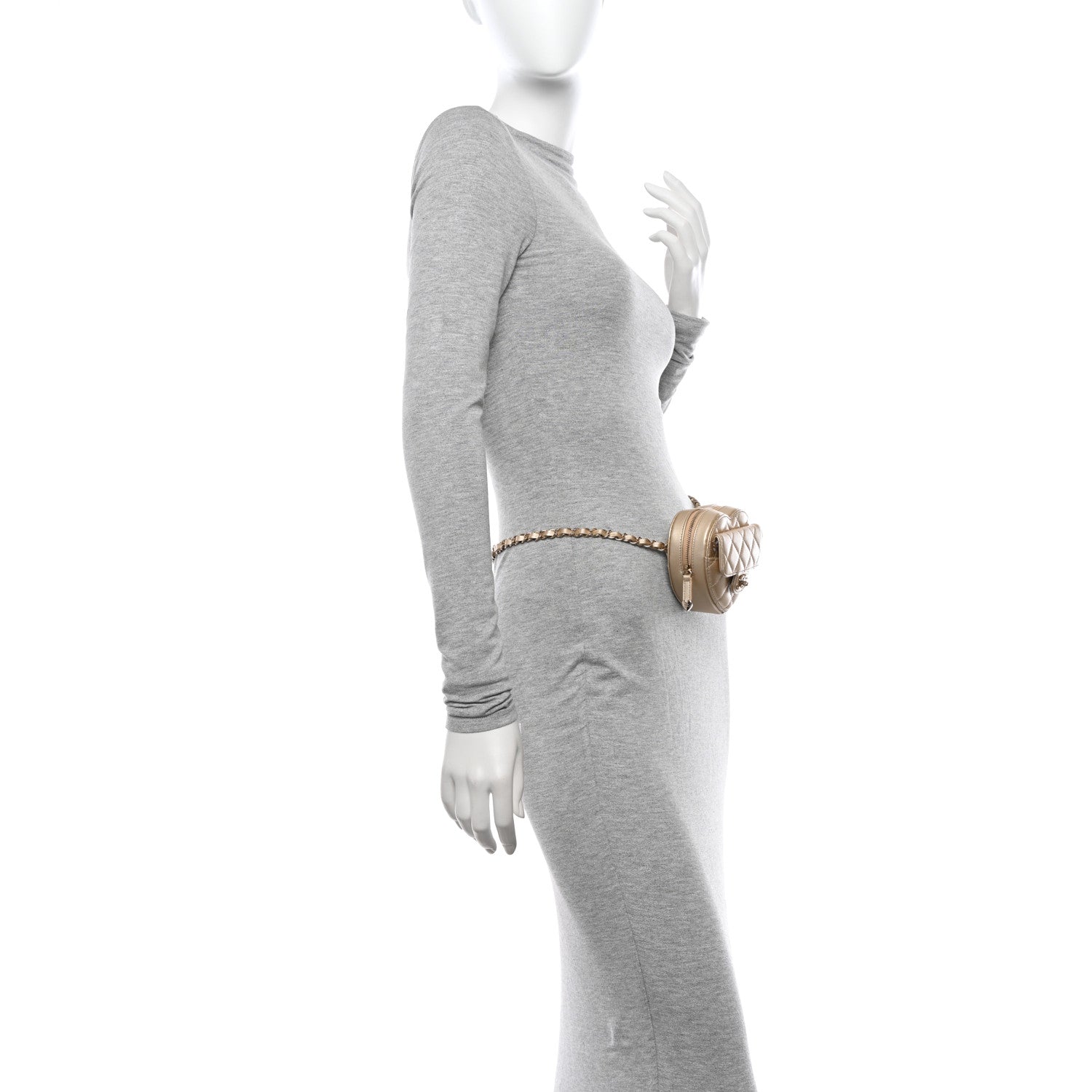 Chanel Metallic Lambskin Quilted CC In Love Heart Waist Belt Bag With Chain Gold 2 of 13