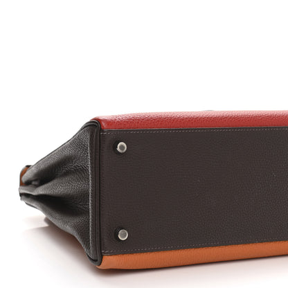 Hermes Togo Tri-Color Kelly Retourne 32 Vermillion Orange Ebene 9 of 16