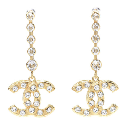 Chanel CC Crystal Drop Earrings Gold 1 of 4